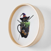 魔猫ハロウィーンコーヒーマグ – かわいい黒猫wi 壁時計 (傾斜)