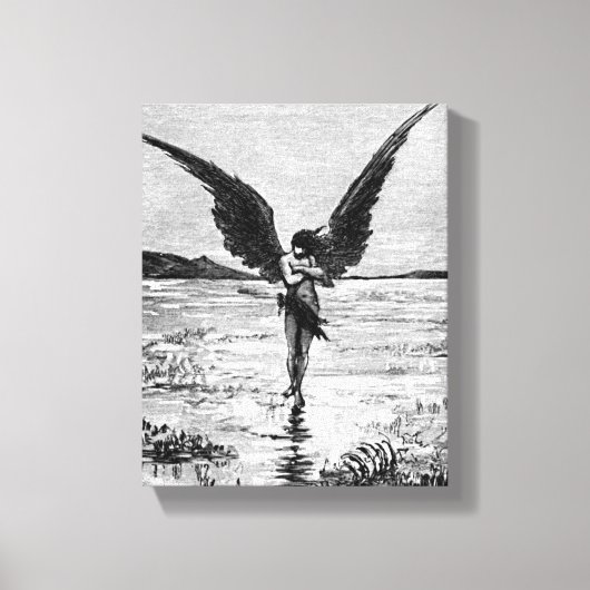 魔神か天使かルシファーか？ヴィンテージインクアート キャンバスプリント (正面)