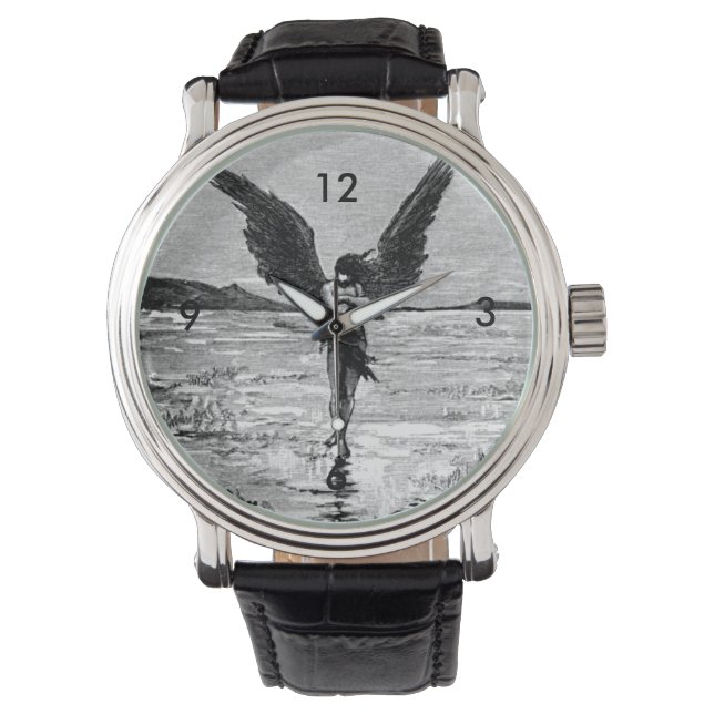 魔神か天使かルシファーか？ヴィンテージインクアート 腕時計 (正面)