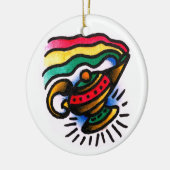 魔神のボトルの水彩画 セラミックオーナメント (左)