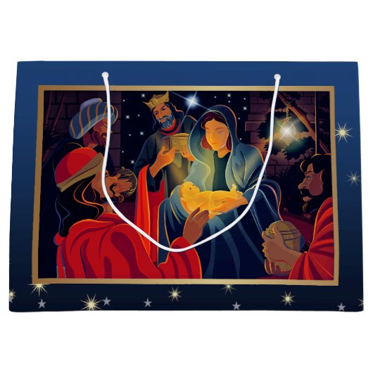 魔神の崇拝。カスタムクリスマス ラージペーパーバッグ (正面)