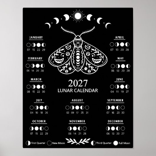 魔術の蛾 天体 月 2027 カレンダー ポスター (正面)