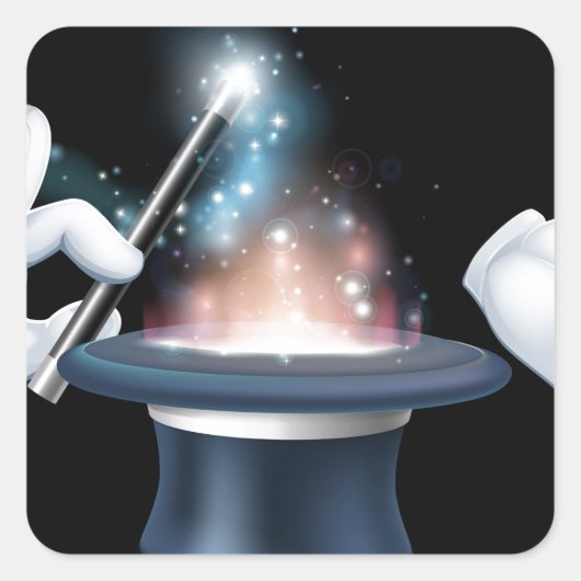 魔術師の杖とトップハットトリック スクエアシール (正面)