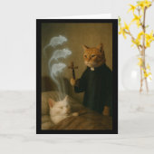 魔術猫 ミーム猫 退魔鼠 面白い ファンタジー ユーモア カード (黄色い花)