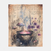 魔術的なハーブの釜植物画 フリースブランケット (正面)