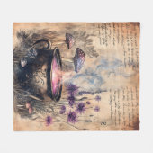 魔術的なハーブの釜植物画 フリースブランケット (正面(横))