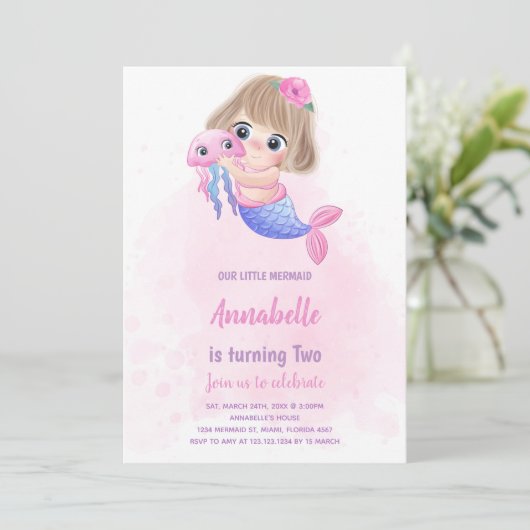 魔術的な海の下で女の子のためのパーティー 招待状 (スタンド正面)