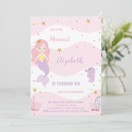 魔術的な海の下で女の子のためのパーティー 招待状 (スタンド正面)