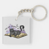魔術的な黒猫&ヴィンテージブック キーホルダー (裏面)