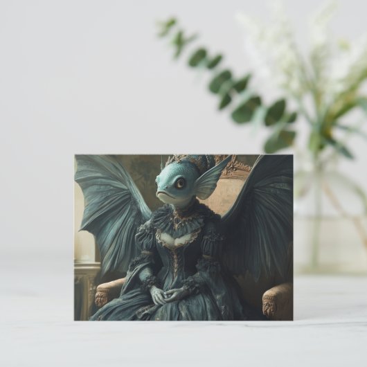 魚おもしろいこうもりロイヤリティAI生成アートポストカード ポストカード (スタンド正面)