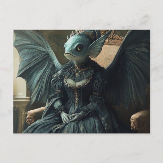 魚おもしろいこうもりロイヤリティAI生成アートポストカード ポストカード (正面)