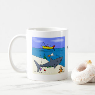 魚おもしろいとサメの魚釣りマグ コーヒーマグカップ