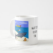 魚おもしろいとサメの魚釣りマグ コーヒーマグカップ (正面左)