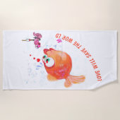 魚おもしろいと虫が入ったビーチタオル – テキスト ビーチタオル (正面)