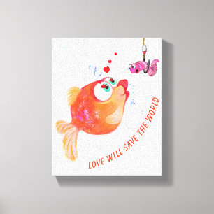魚おもしろいと虫でキャンバスを印刷 – 絵を描s キャンバスプリント