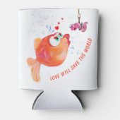 魚おもしろいと虫のクーラーボックス-カスタム文字 缶クーラー (正面)