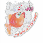 魚おもしろいと虫のシール – おもしろい シール (正面)