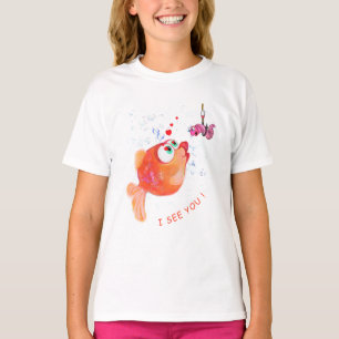 魚おもしろいと虫の文字付きTシャツ – テキスト Tシャツ