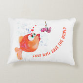 魚おもしろいと虫の枕 – カスタム文字 アクセントクッション (裏面)