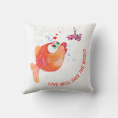 魚おもしろいと虫の装飾用クッション-カスタム文字 クッション (裏面)