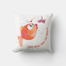 魚おもしろいと虫の装飾用クッション-カスタム文字 クッション