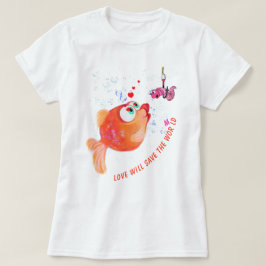 魚おもしろいと虫のTシャツ – カスタム文字 Tシャツ