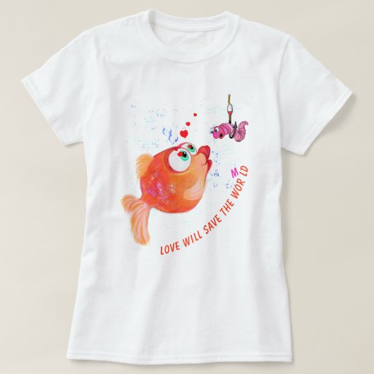 魚おもしろいと虫のTシャツ – カスタム文字 Tシャツ (デザイン正面)