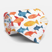 魚おもしろいのカラフル柄 ネクタイ (ロール)