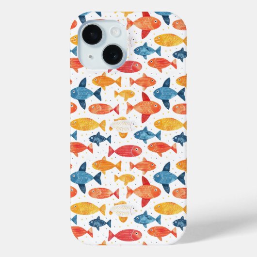 魚おもしろいのカラフル柄 Case-Mate iPhoneケース (裏面)