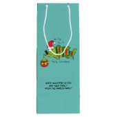 魚おもしろいのクリスマスベース魚釣りかわいい漫画 ワインギフトバッグ (裏面)