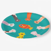 魚おもしろいのデザインを捕まえる猫遊びクラシック ペーパープレート (アングル)