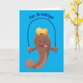 魚おもしろいのマンガをスキップ カード (黄色い花)