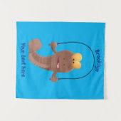 魚おもしろいのマンガをスキップ タペストリー (正面(横))