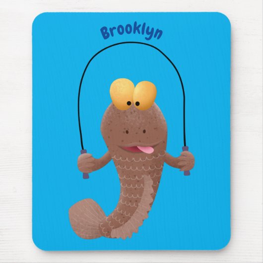 魚おもしろいのマンガをスキップ マウスパッド (正面)