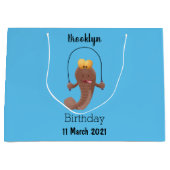 魚おもしろいのマンガをスキップ ラージペーパーバッグ (正面)