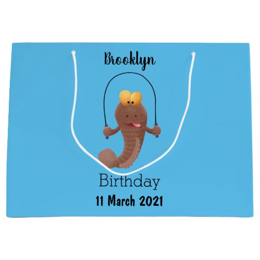 魚おもしろいのマンガをスキップ ラージペーパーバッグ (正面)