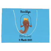 魚おもしろいのマンガをスキップ ラージペーパーバッグ (裏面)