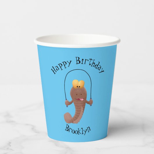 魚おもしろいのマンガをスキップ 紙コップ (裏面)