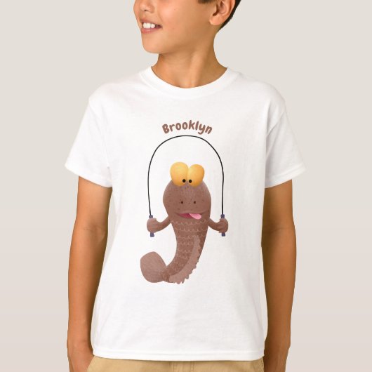 魚おもしろいのマンガをスキップ Tシャツ (正面)
