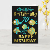 魚おもしろいの年齢金ゴールド誕生日 カード (黄色い花)