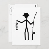 魚おもしろいの骨を持つ漁師スティック姿 ポストカード (正面/裏面)