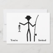 魚おもしろいの骨を持つ漁師スティック姿 招待状 (正面)