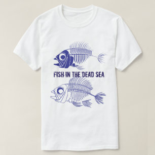 魚おもしろいの骨付き「死海魚」 Tシャツ