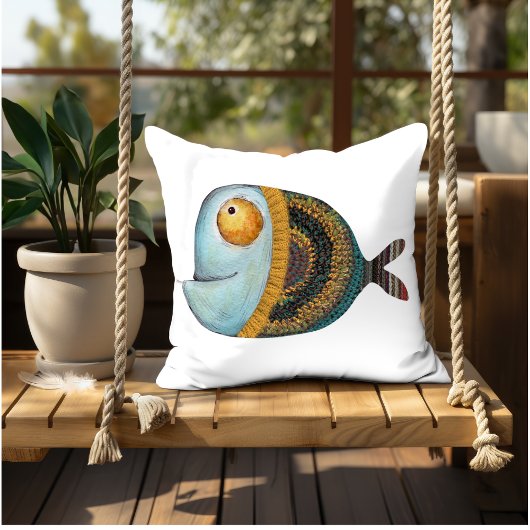 魚おもしろいイラストレーション装飾インテリア クッション
