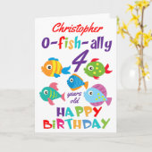 魚おもしろいパーソナライズされた任意の年齢誕生日 カード (黄色い花)