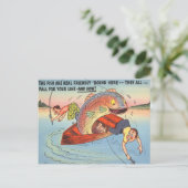 魚おもしろい漁師絵はがき魚釣り漫画 ポストカード (スタンド正面)