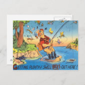 魚おもしろい漁師絵はがき魚釣り漫画 ポストカード (正面/裏面)