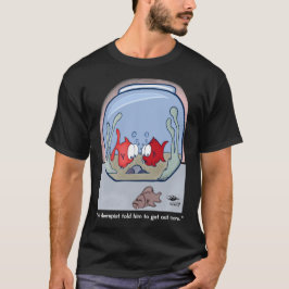 魚おもしろい物語ダークメンズTシャツ Tシャツ