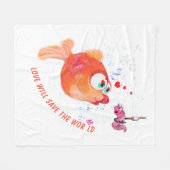 魚おもしろい虫フリースブランケットカスタム文字 フリースブランケット (正面(横))