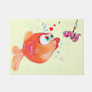 魚おもしろい虫 ドアマット